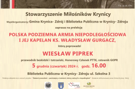 Krynica- Zdrój Wydarzenie Kulturalne Prelekcja Polska Podziemna Armia Niepodległościowa